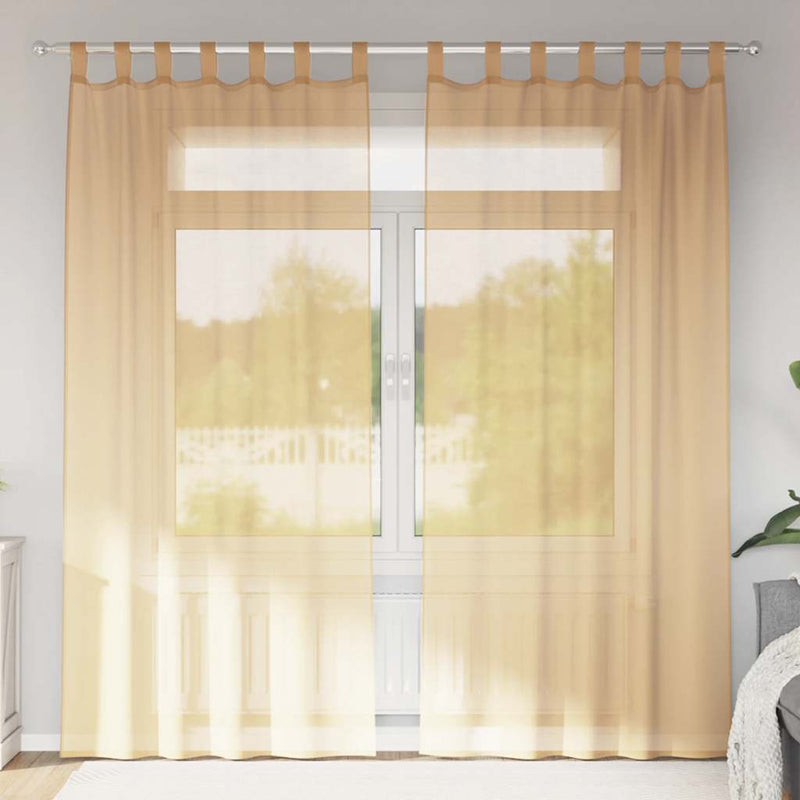 Afbeelding laden in galerijviewer, Vidaxl gordijnen met lussen 2 st 140x245 cm zand
