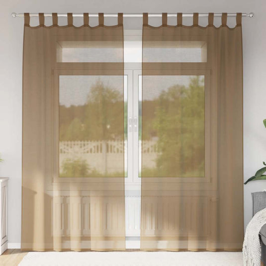 Vidaxl gordijnen voile met lussen 2 st 140x245 cm lichtbruin