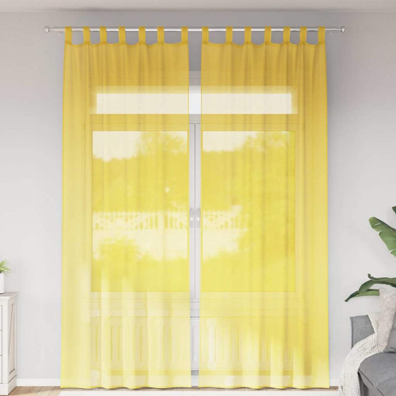 Afbeelding laden in galerijviewer, Vidaxl gordijnen met lussen 2 st 140x260 cm geel
