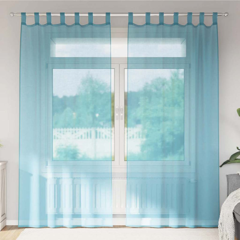 Afbeelding laden in galerijviewer, Vidaxl gordijnen voile met lussen 2 st 140x245 cm turkoois
