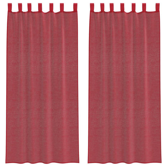 Vidaxl gordijnen voile met lussen 2 st 140x225 cm wijnrood