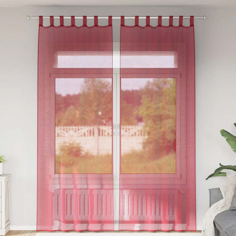 Afbeelding laden in galerijviewer, Vidaxl gordijnen met lussen 2 st 140x260 cm wijnrood
