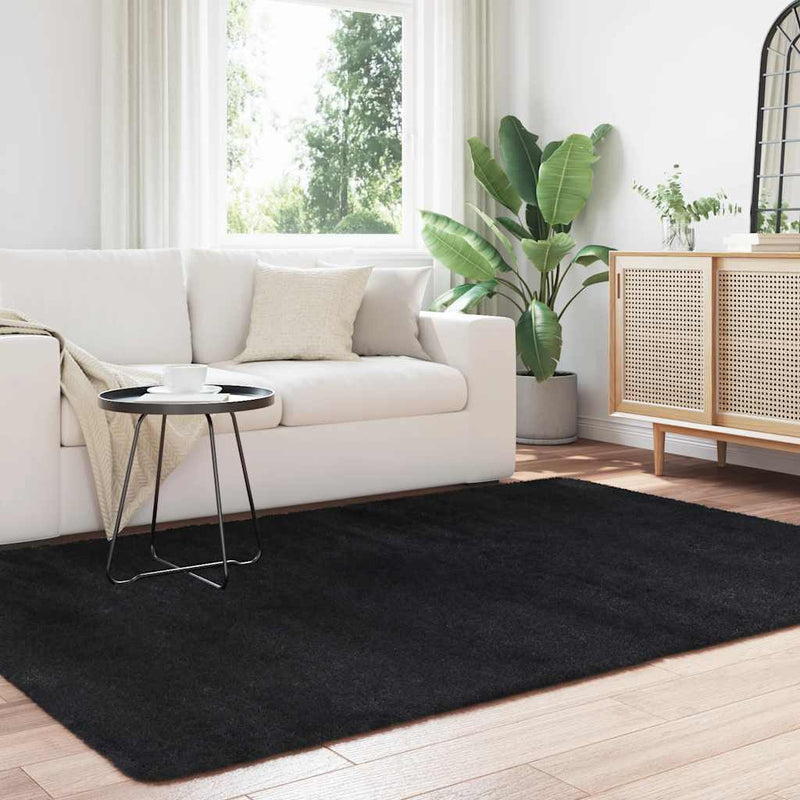 Afbeelding laden in galerijviewer, Vidaxl hoogpolig vloerkleed navarra 160x230 cm polyester zwart
