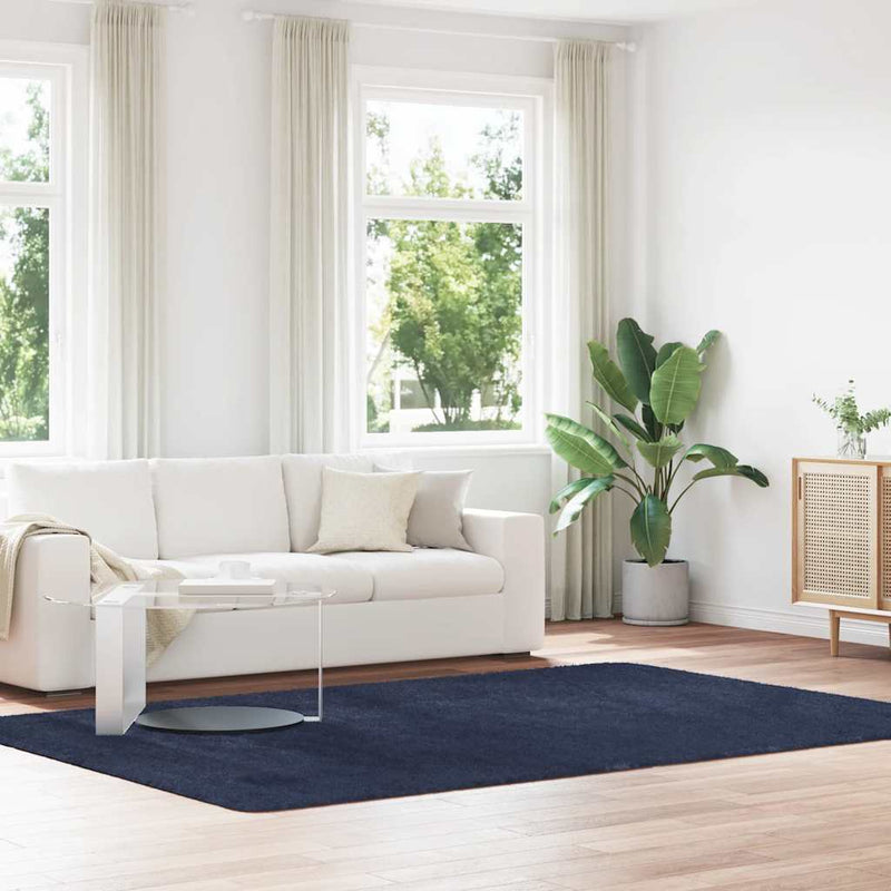 Afbeelding laden in galerijviewer, Vidaxl hoogpolig vloerkleed navarra 200x290 cm polyester marineblauw
