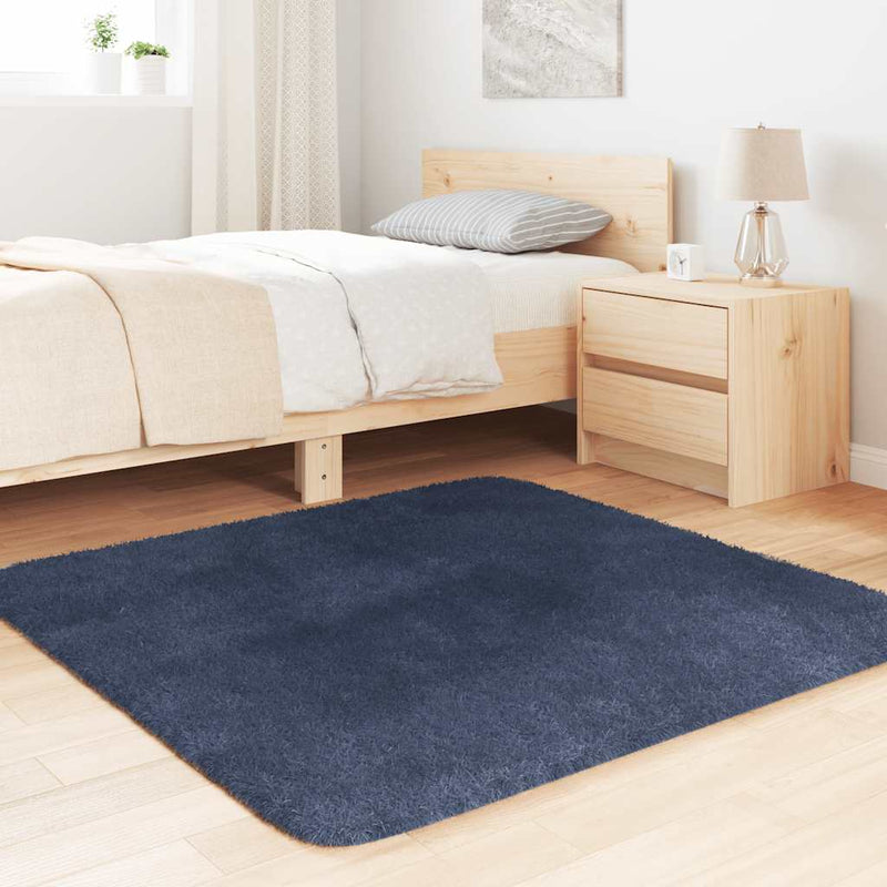 Afbeelding laden in galerijviewer, Vidaxl hoogpolig vloerkleed navarra 120x120 cm polyester marineblauw

