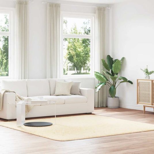 Vidaxl hoogpolig vloerkleed navarra 240x240 cm polyester crèmekleurig