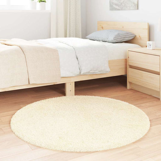 Vidaxl hoogpolig vloerkleed navarra 100x100 cm polyester crèmekleurig