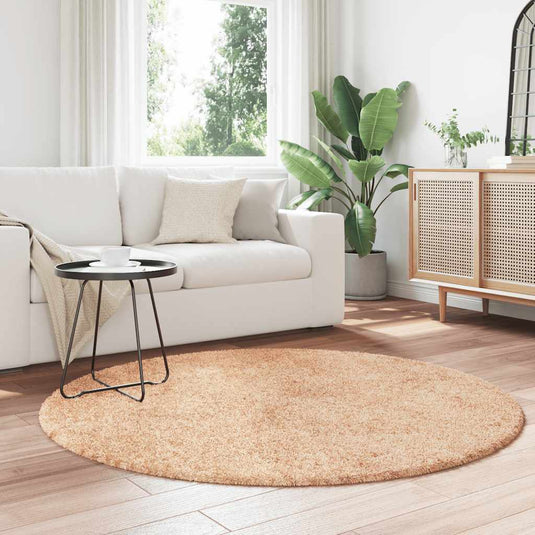 Vidaxl hoogpolig vloerkleed navarra 160x160 cm polyester beige