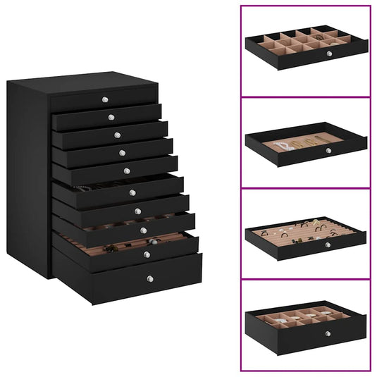 Vidaxl sieradendoos 10-laags met horlogehouders zwart 29x20,5x40,5 cm