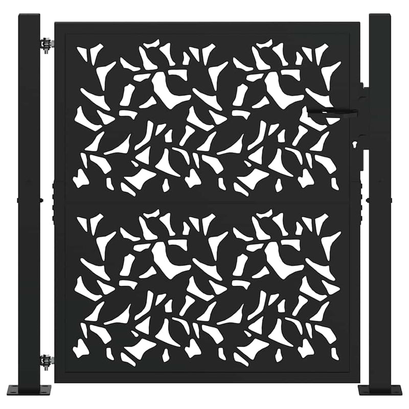 Afbeelding laden in galerijviewer, Vidaxl poort met bladontwerp 100x100 cm staal zwart
