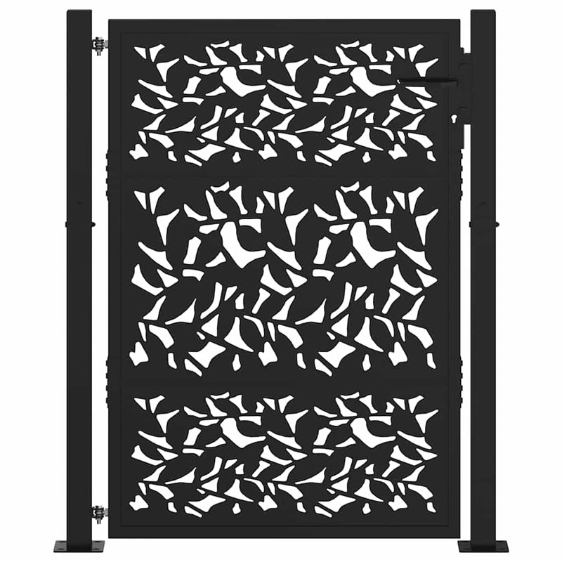 Afbeelding laden in galerijviewer, Vidaxl poort met bladontwerp 100x125 cm staal zwart
