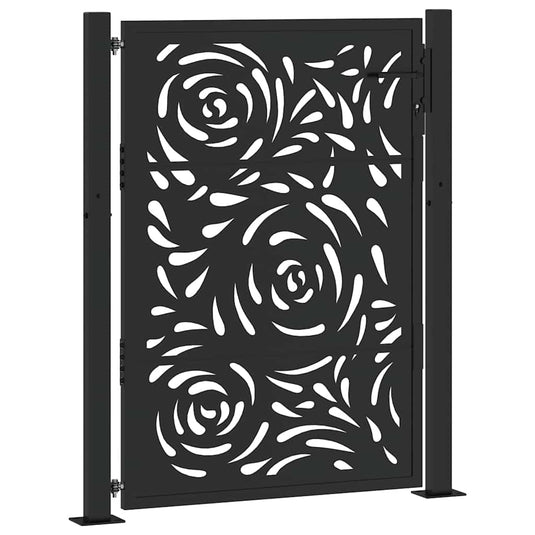Vidaxl poort met vlamontwerp 100x125 cm staal zwart