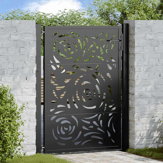 Vidaxl poort met vlamontwerp 100x125 cm staal zwart
