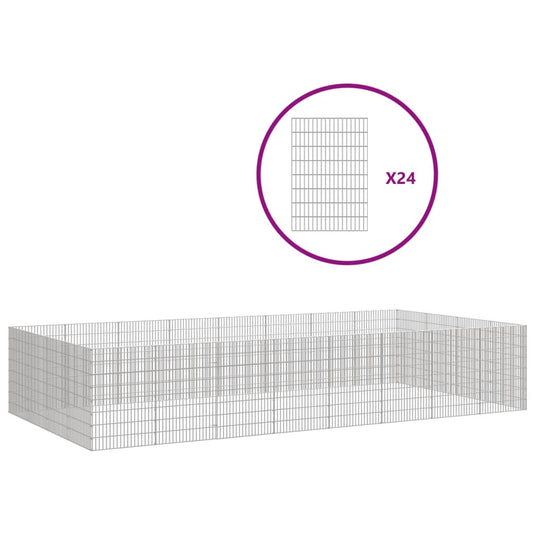 Vidaxl dierenverblijf 24 panelen 54x80 cm gegalvaniseerd ijzer