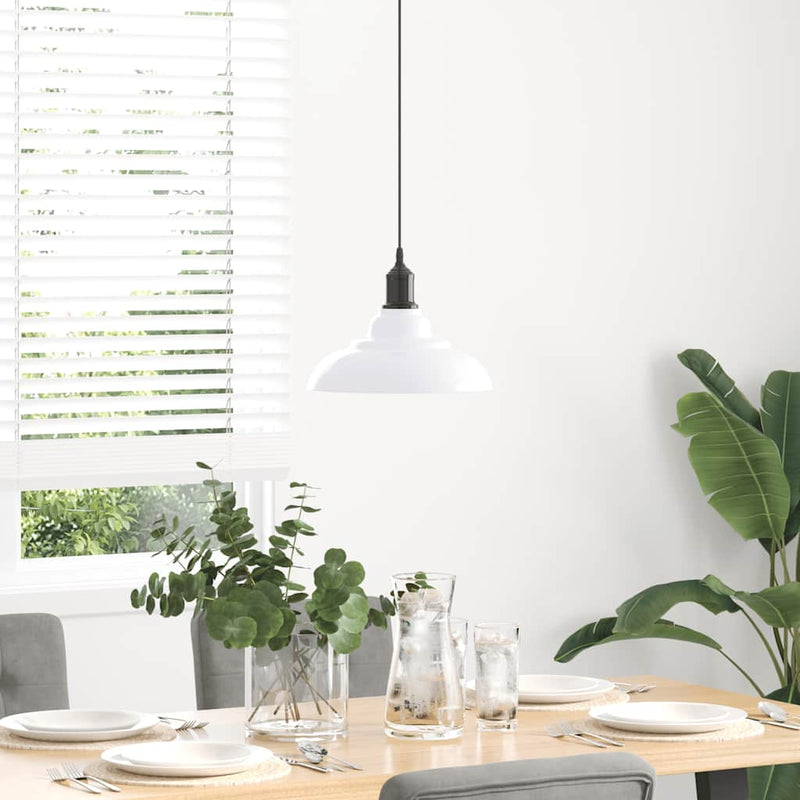 Afbeelding laden in galerijviewer, Vidaxl hanglamp in hoogte verstelbaar e27 ø31 cm metaal glanzend wit
