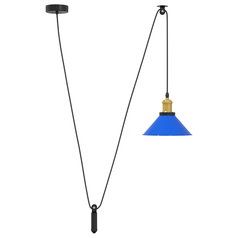 Afbeelding laden in galerijviewer, Vidaxl hanglamp in hoogte verstelbaar e27 ø22 cm metaal donkerblauw
