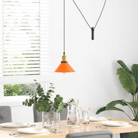 Vidaxl hanglamp in hoogte verstelbaar e27 ø22cm metaal glanzend oranje
