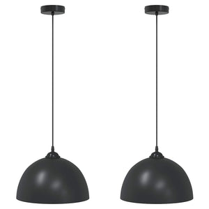 Vidaxl hanglampen 2 st in hoogte verstelbaar e27 30 cm metaal zwart