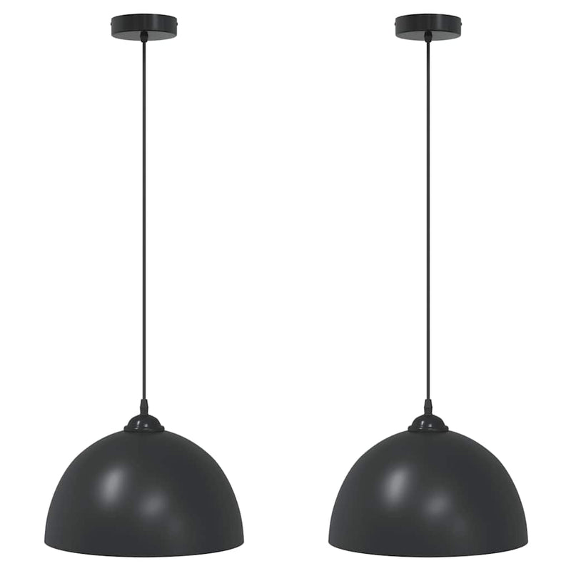 Afbeelding laden in galerijviewer, Vidaxl hanglampen 2 st in hoogte verstelbaar e27 30 cm metaal zwart
