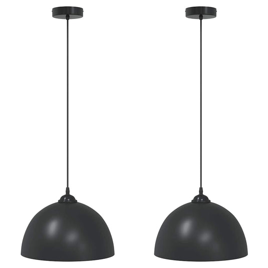 Vidaxl hanglampen 2 st in hoogte verstelbaar e27 30 cm metaal zwart