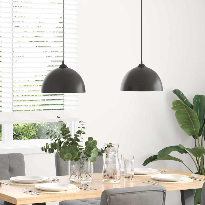 Afbeelding laden in galerijviewer, Vidaxl hanglampen 2 st in hoogte verstelbaar e27 30 cm metaal zwart
