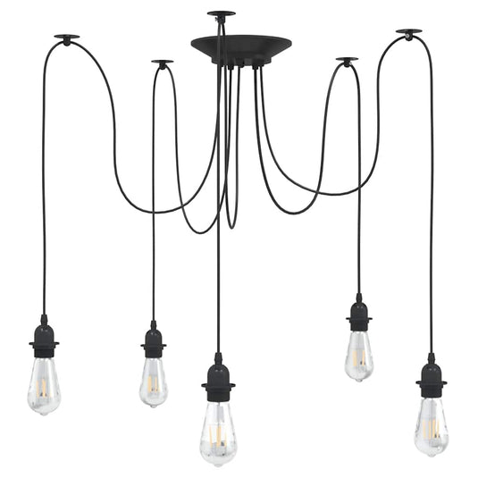 Vidaxl hanglamp met 5 lamphouders e27 metaal zwart