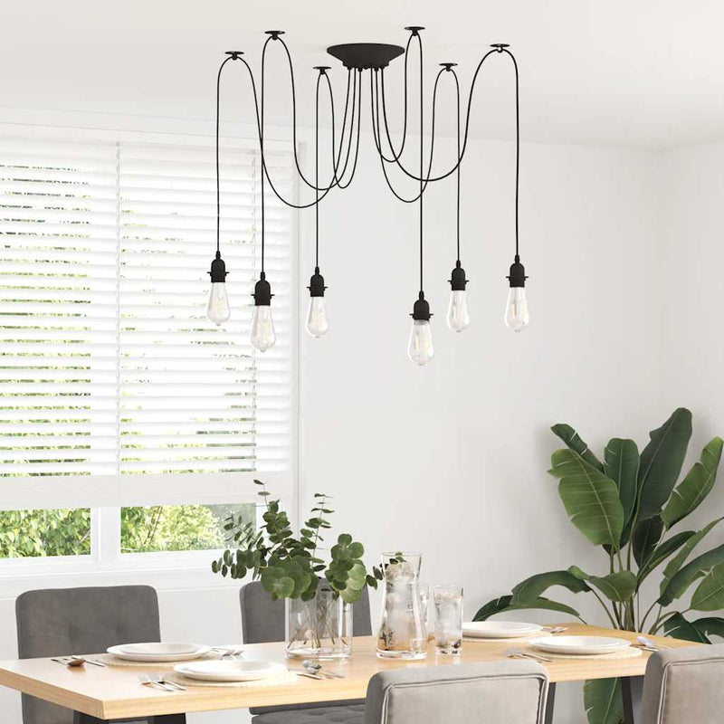 Afbeelding laden in galerijviewer, Vidaxl hanglamp met 6 lamphouders e27 metaal zwart
