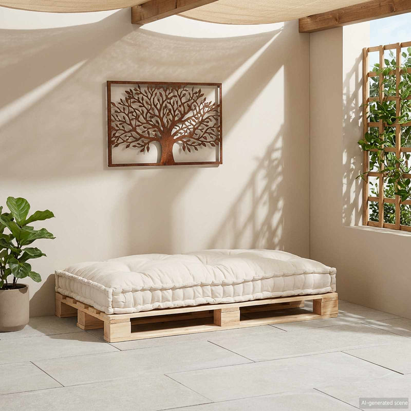 Afbeelding laden in galerijviewer, Vidaxl pallet sofa kussen crèmekleurig 120 x 80 x 12 cm stof
