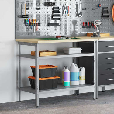 Vidaxl werktafel met plank grijs 100 x 55 x 85 cm gepoedercoat staal