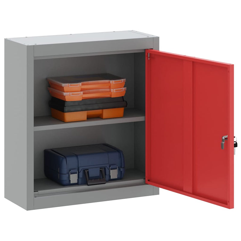 Afbeelding laden in galerijviewer, Vidaxl gereedschapskast met plank rood en grijs 50 x 20 x 55 cm
