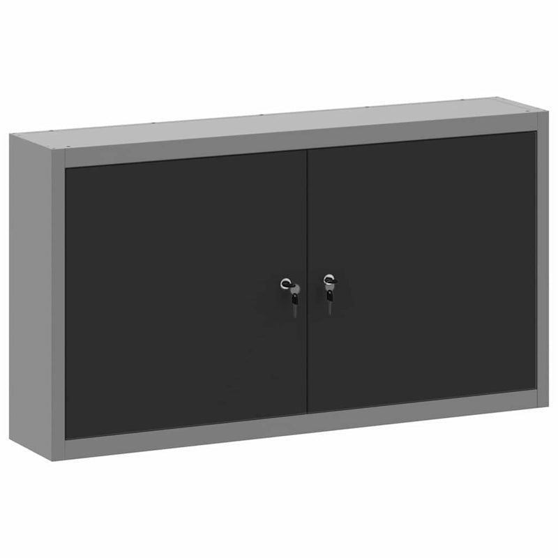 Afbeelding laden in galerijviewer, Vidaxl gereedschapskast met plank zwart en grijs 50 x 20 x 55 cm
