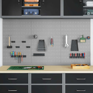 Vidaxl gereedschap wandpaneel 3 st grijs 150 x 1 x 80 cm staal