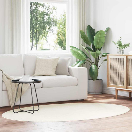 Vidaxl vloerkleden ovaal huarte crème 140 x 200 cm 100% polyester