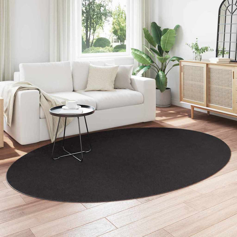 Afbeelding laden in galerijviewer, Vidaxl vloerkleden ovaal huarte zwart 160 x 230 cm 100% polyester
