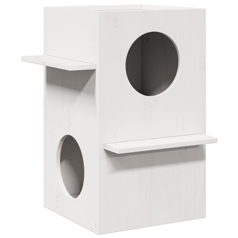 Afbeelding laden in galerijviewer, Vidaxl kattenhuis 43x43x60 cm massief grenenhout wit
