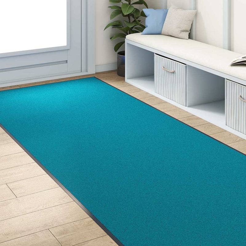 Afbeelding laden in galerijviewer, Vidaxl deurmat anders cyaan en zwart 120 x 250 cm polyamide en pvc
