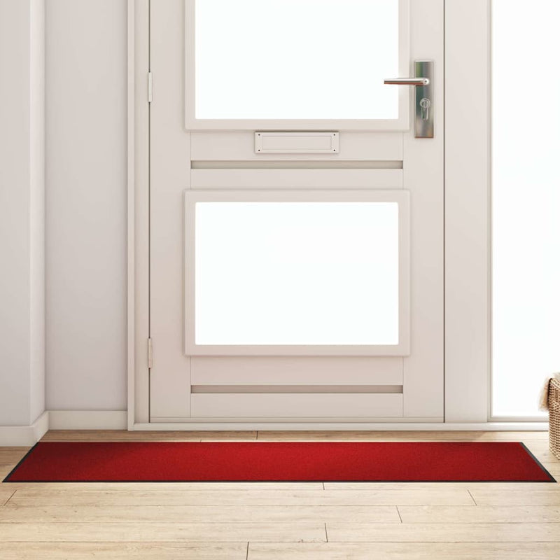 Afbeelding laden in galerijviewer, Vidaxl deurmat anders rood en zwart 60 x 180 cm polypropyleen en vinyl
