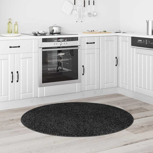 Vidaxl antislip shaggy tapijt donkergrijs 120 x 120 cm pp