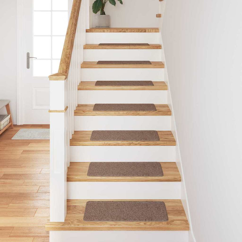 Afbeelding laden in galerijviewer, Vidaxl antislip trapmatten latex achterkant 15 pcs bruin 60 x 25 cm pp
