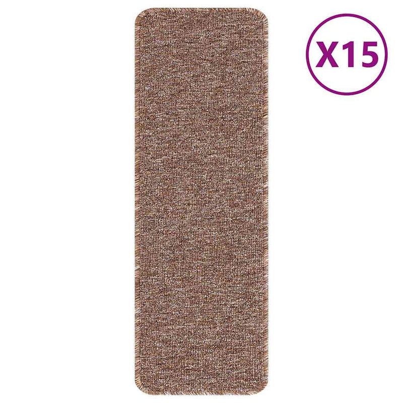 Afbeelding laden in galerijviewer, Vidaxl antislip trapmatten latex achterkant 15 pcs bruin 60 x 25 cm pp
