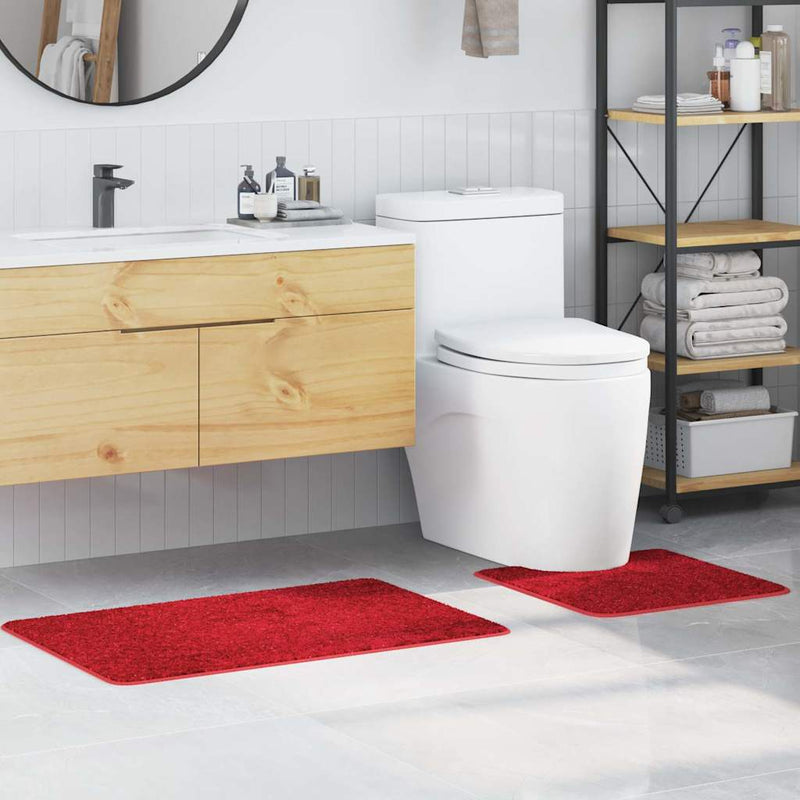 Afbeelding laden in galerijviewer, Vidaxl antislip badmat set 2 st rood 50 x 50 cm pp
