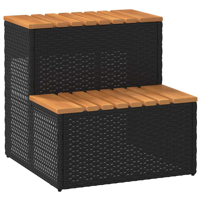 Afbeelding laden in galerijviewer, Vidaxl hottub-opstap 50x50x50,5cm poly rattan massief acaciahout zwart
