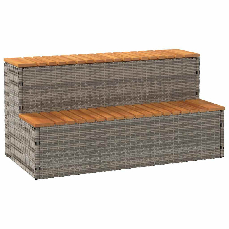 Afbeelding laden in galerijviewer, Vidaxl hottub-opstap 100x50x50,5 cm poly rattan massief acaciahout
