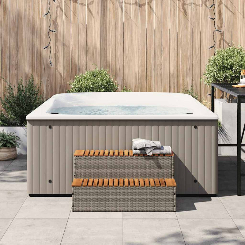 Afbeelding laden in galerijviewer, Vidaxl hottub-opstap 100x50x50,5 cm poly rattan massief acaciahout
