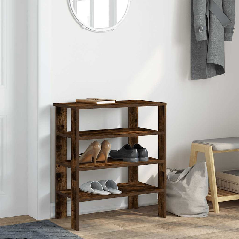 Afbeelding laden in galerijviewer, Vidaxl schoenenrek 61x32x70 cm bewerkt hout gerookt eikenkleurig
