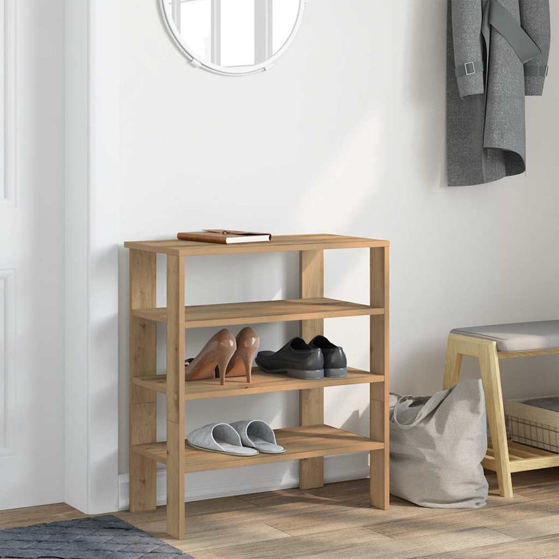 Afbeelding laden in galerijviewer, Vidaxl schoenenrek 61x32x70 cm bewerkt hout artisanaal eikenkleur
