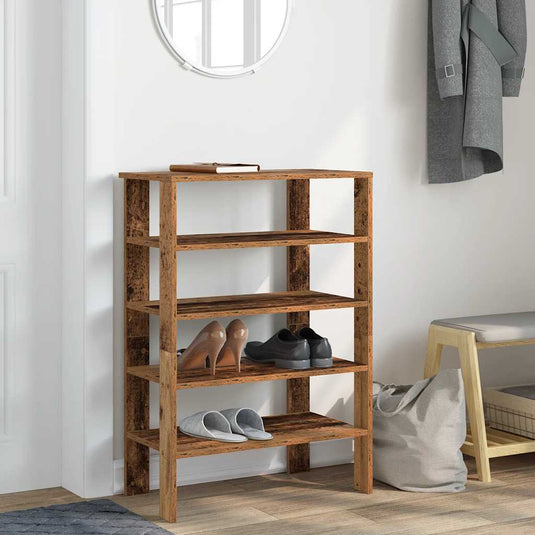 Vidaxl schoenenrek 61x32x87,5 cm bewerkt hout oud houtkleurig