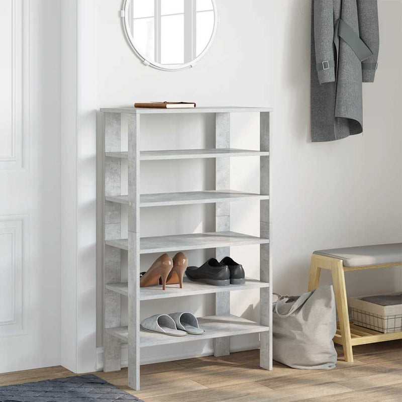 Afbeelding laden in galerijviewer, Vidaxl schoenenrek 61x32x105 cm bewerkt hout betongrijs
