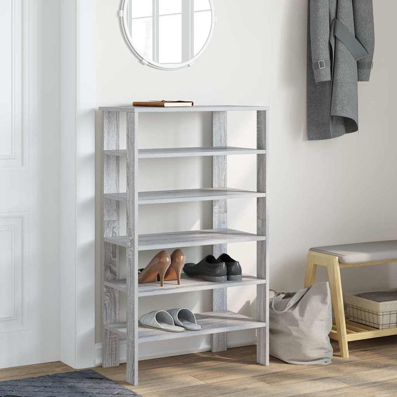 Afbeelding laden in galerijviewer, Vidaxl schoenenrek 61x32x105 cm bewerkt hout grijs sonoma eikenkleurig
