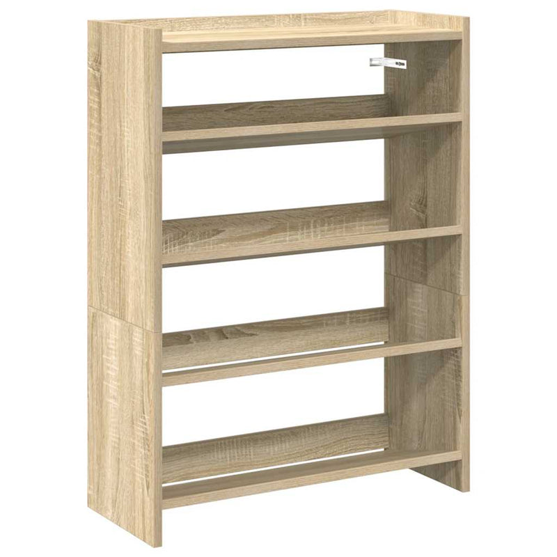 Afbeelding laden in galerijviewer, Vidaxl schoenenrek 60x25x81 cm bewerkt hout sonoma eikenkleurig

